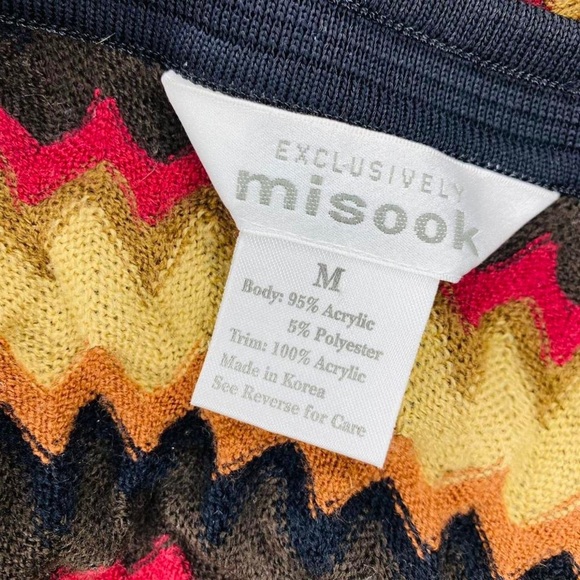 Vintage Y2K Exclusively Misook Brown Neutral Chevron Long Cardigan - Picture 7 of 7